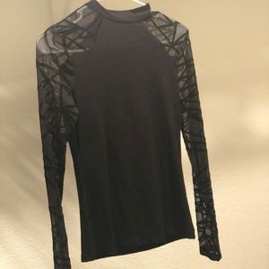 Black long sleeve top with see through arms